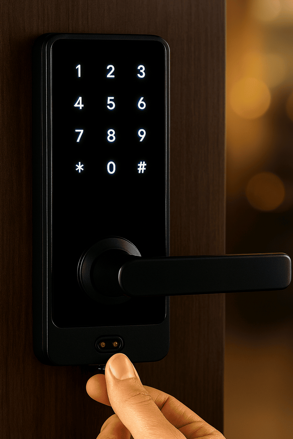 Usando bateria 9V para carga de emergência em fechadura digital sem bateria.